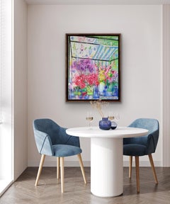 Flower Market, Mixed Media Art, Contemporary Floral Art, Urban Art, Bright Art