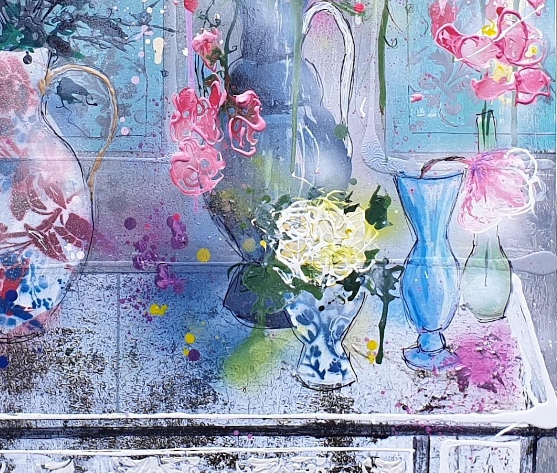 #ihavethisthingwithflowers by Julia Adams is a contemporary mixed media Art For Sale 1