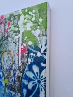 Julia Adams, Chinese Vases 2, Original Mixed Media Still Life Art