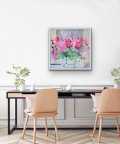 Julia Adams, Floral Impact, Original Still Life Painting, Contemporary Art