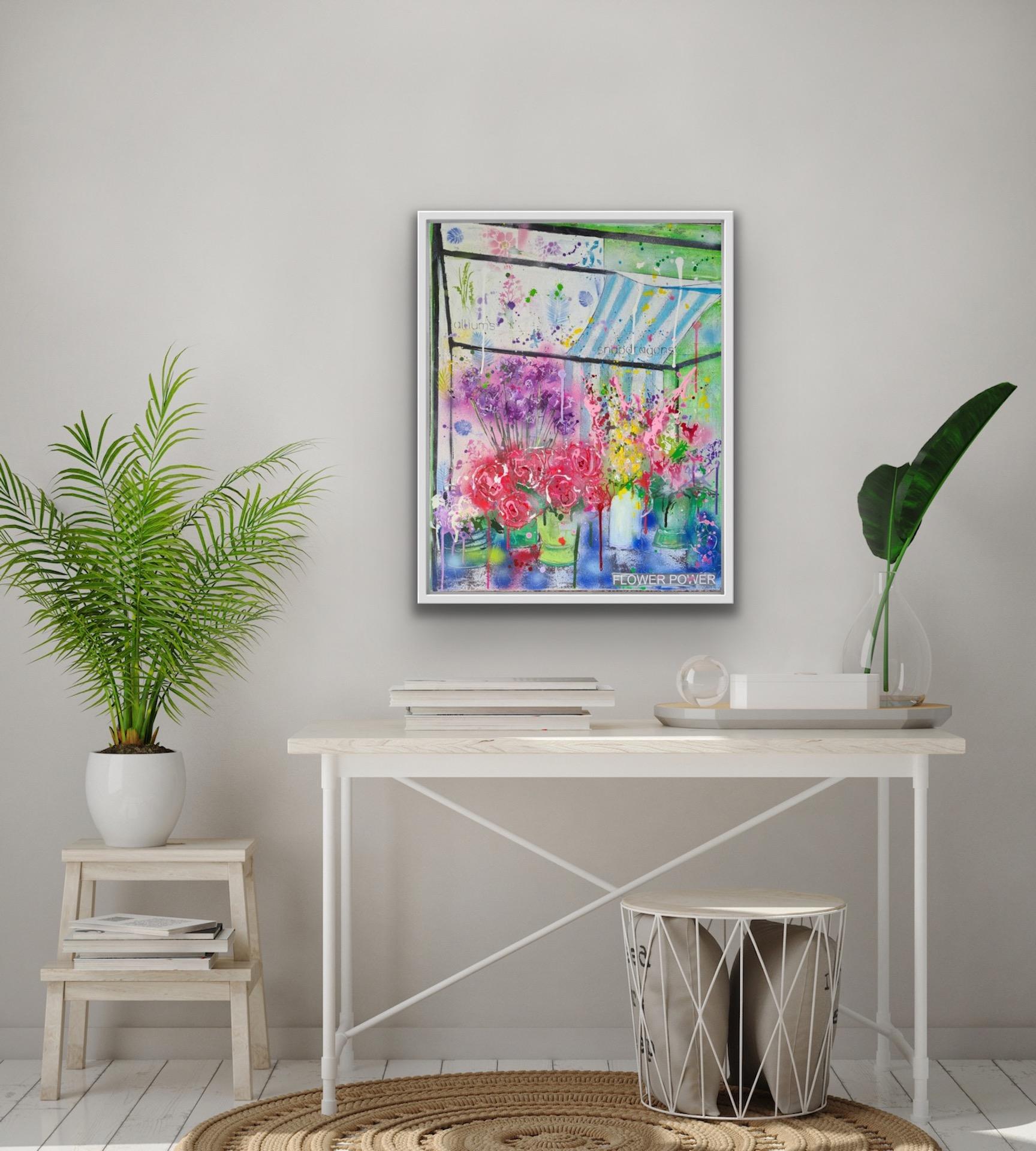 contemporary flowers in mixed media
