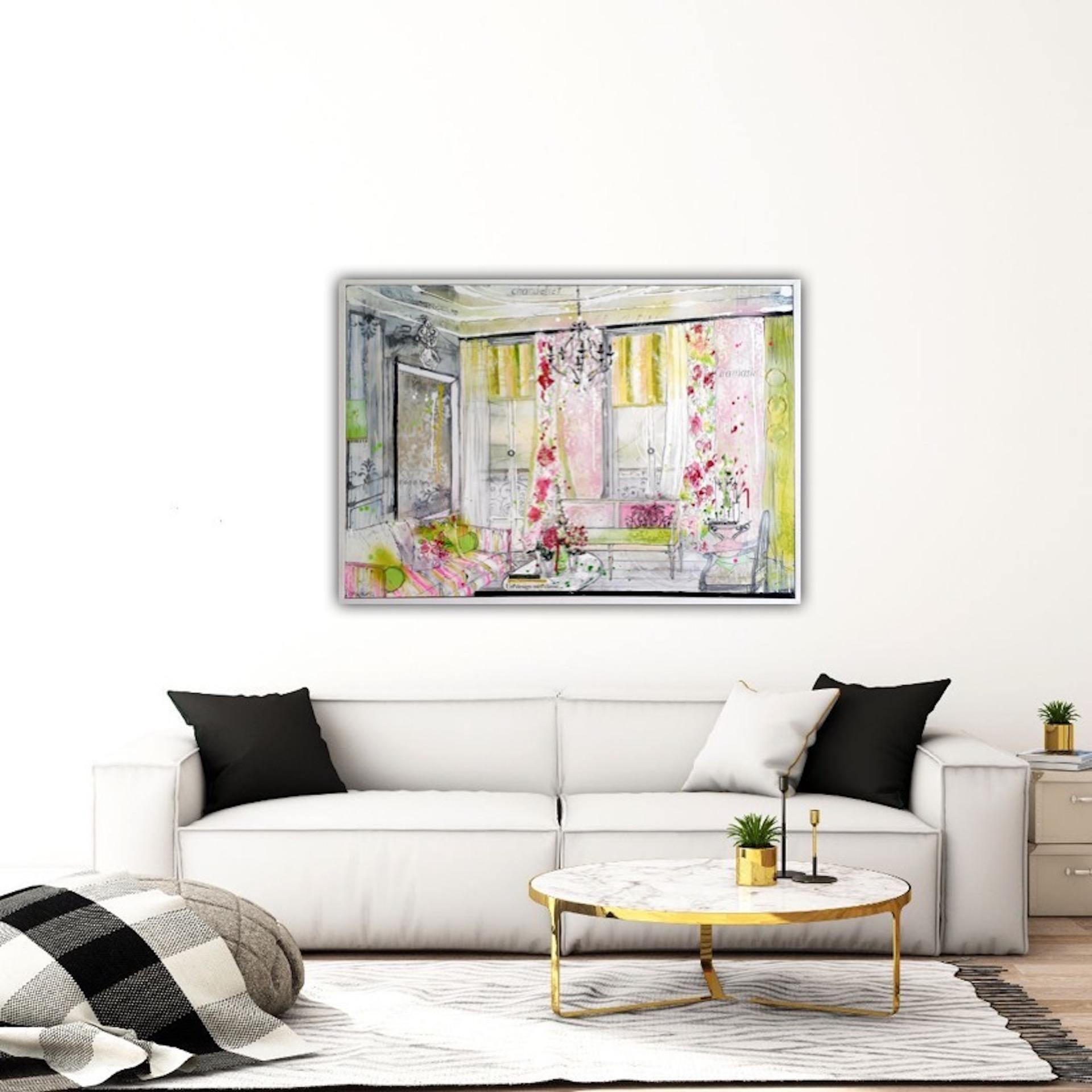 Julia Adams, Refined Luxury, Original Interior Painting, Contemporary Art For Sale 1