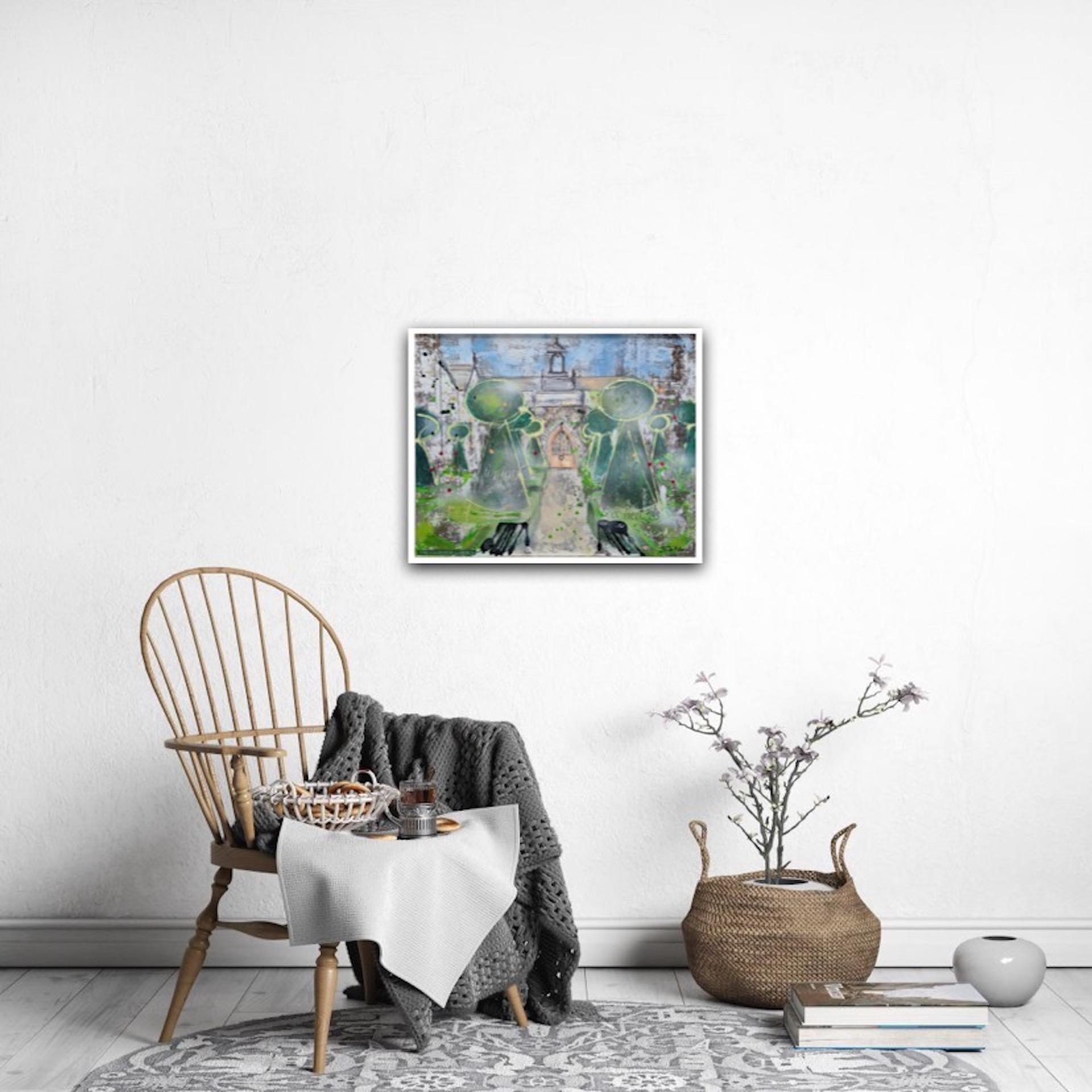 Julia Adams,  The Cloister Garden, Original Architectural Painting, Art Online For Sale 4