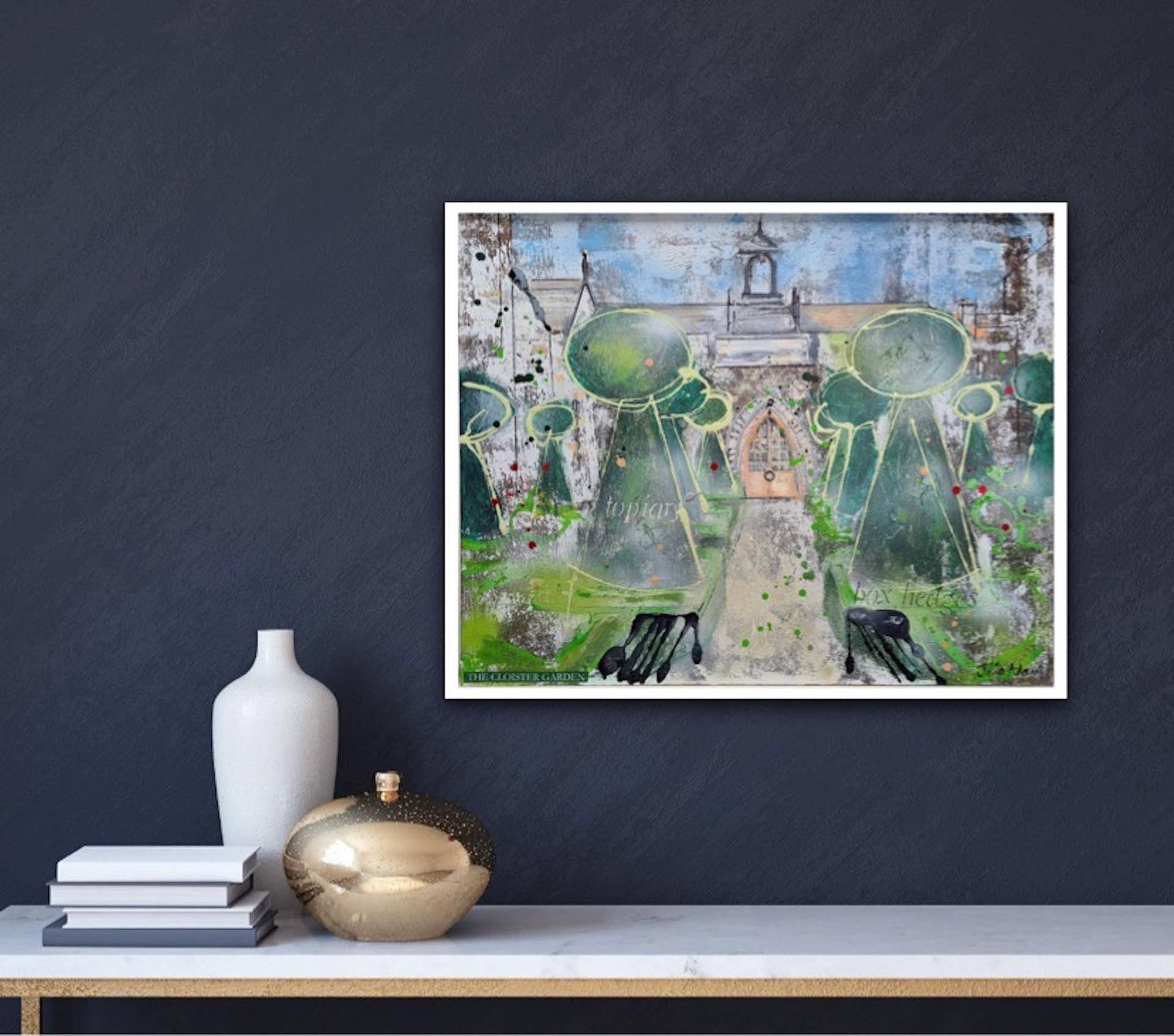 Julia Adams,  The Cloister Garden, Original Architectural Painting, Art Online For Sale 5