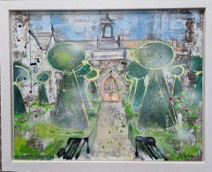 Julia Adams, The Cloister Garden, Original Architectural Painting, Art Online