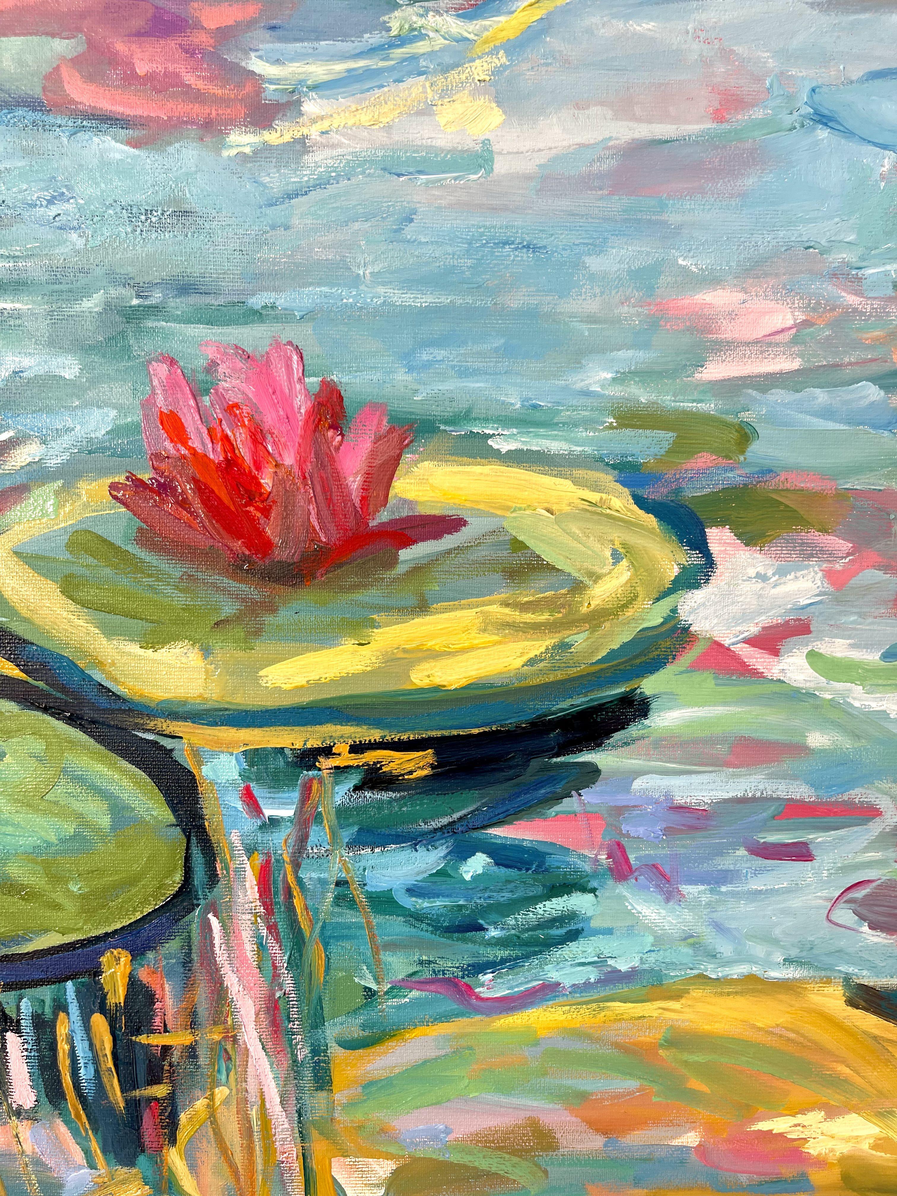 Una serie di opere è nata in me all'istante e ho creato le migliori emozioni sulla tela. La mia ispirazione è stata aiutata da un viaggio in Francia e da un amore sconfinato per le opere di Claude Monet. Contrasti luminosi e acqua con riflessi e