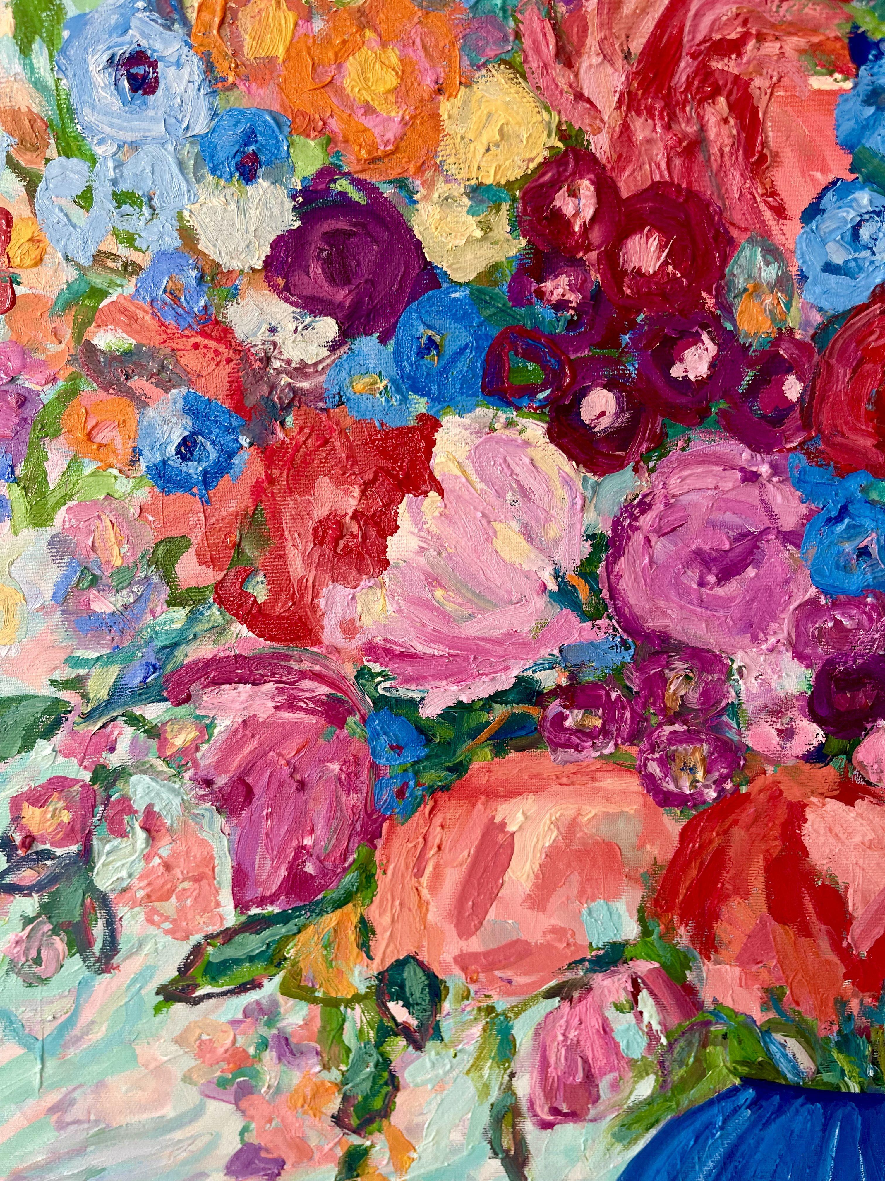 Summer bouquet, Painting, Oil on Canvas For Sale 4