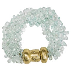 Julia Boss One of a Kind 18K Briolette Aquamarine, Diamond Multi Strand Bracelet