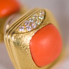 Julia Boss Einzigartige Ohrclips aus 18 Karat Koralle und Diamanten