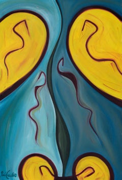 "Chica Boom" Abstract Composition in Oil on Canvas