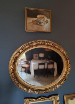Flower tea. Horizontal format. Small size. Oil painting on cardboard