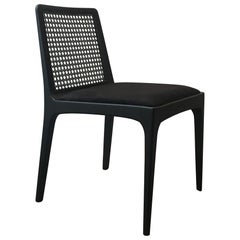 "Julia" Chair in Ebony Finish Solid Wood and Customized Handwoven