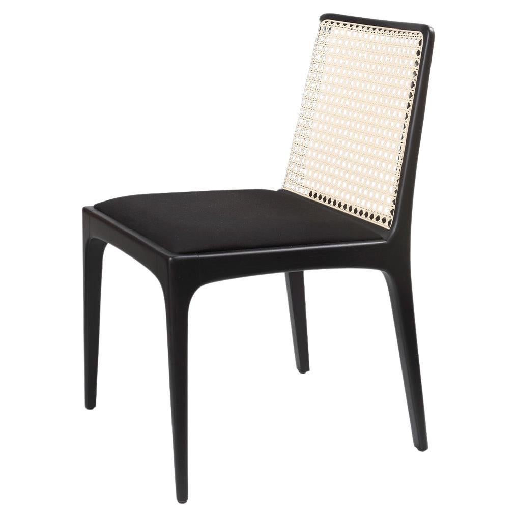 "Julia" Chair in Ebony Finish Solid Wood and Customized Handwoven For Sale