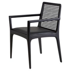 "Julia" Chair with Wooden Arms in Ebony