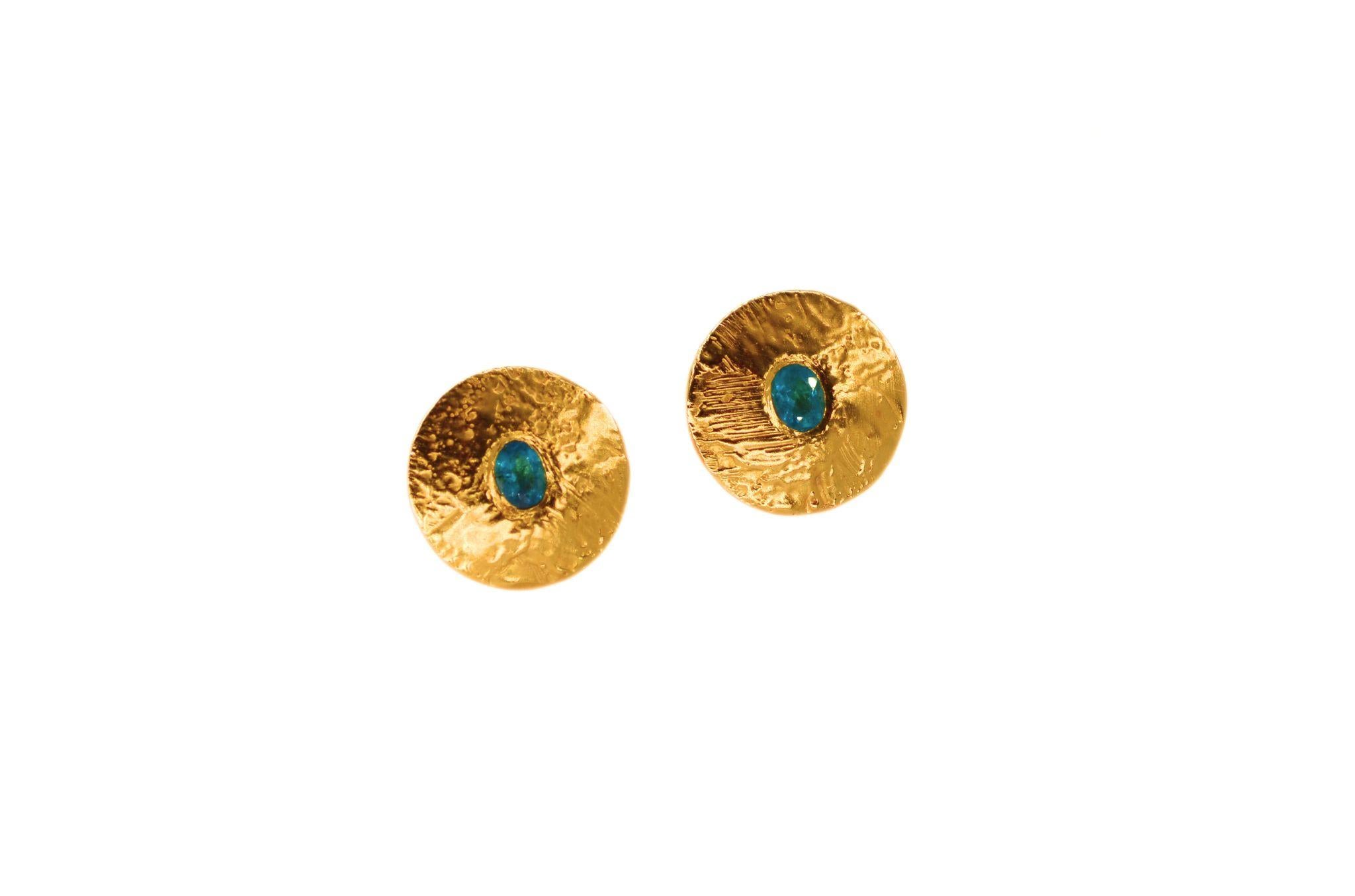 Women's Julia Collection Earrings - Gold-Plated Bronze with Tourmalines For Sale