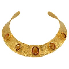 Julia Collection Necklace - Gold-Plated Bronze with Citrines