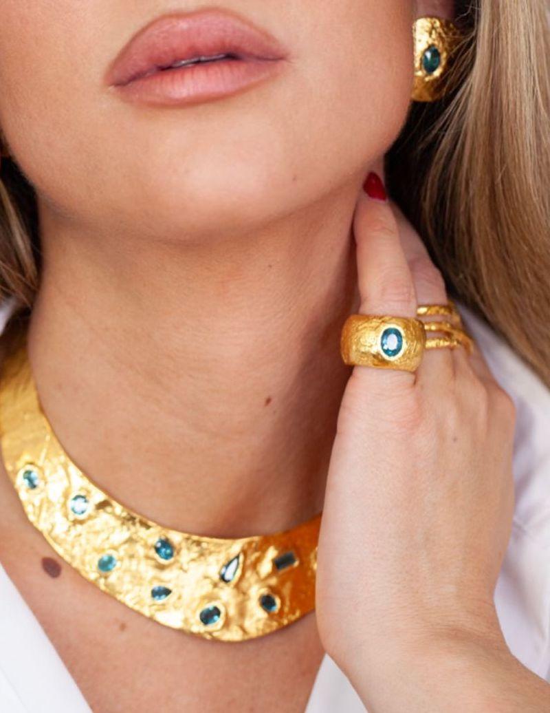 Donna Anello Julia Collection - Bronzo placcato oro con tormaline in vendita