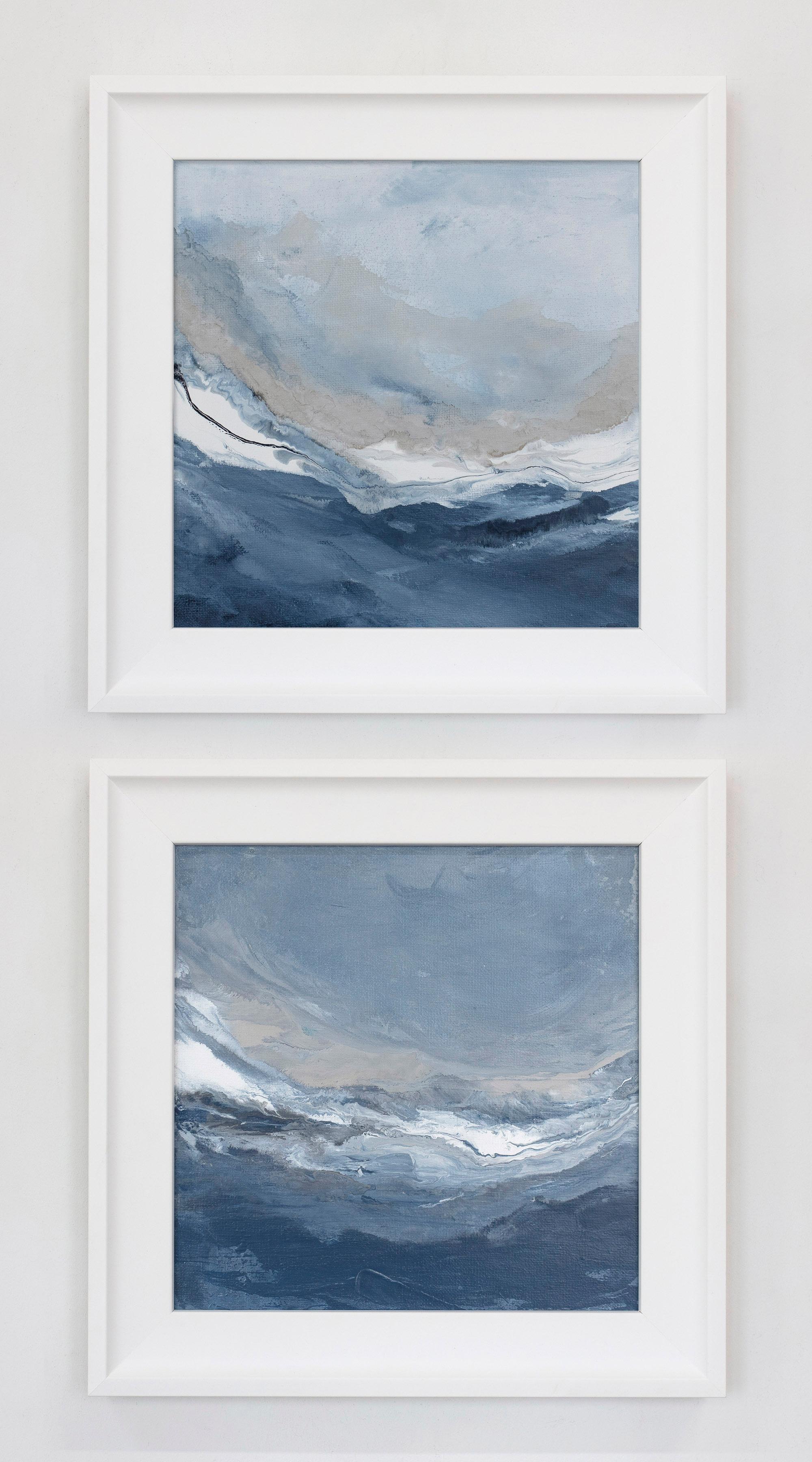 Abstract Painting di Julia Contacessi - "Dipinti astratti dittici con cornice "Acque nutritive n. 1 e n. 2