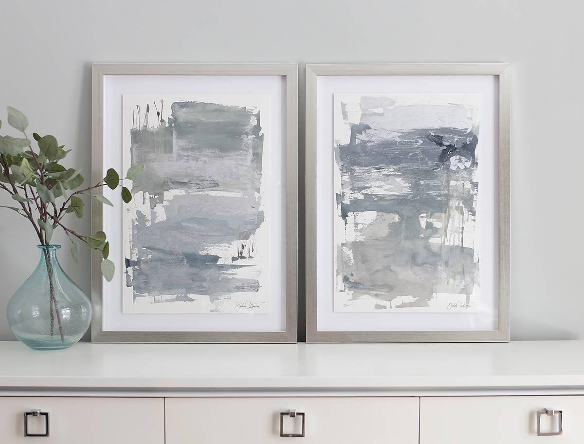 blue, white, grey, light, abstract, expressive, contemporary, wind, movement, framed art, minimal art, accent art 

BIOGRAPHY
In 2000, Julia earned a Bachelor of Fine Arts degree from Pratt Institute in New York City. Over the years, her eye for