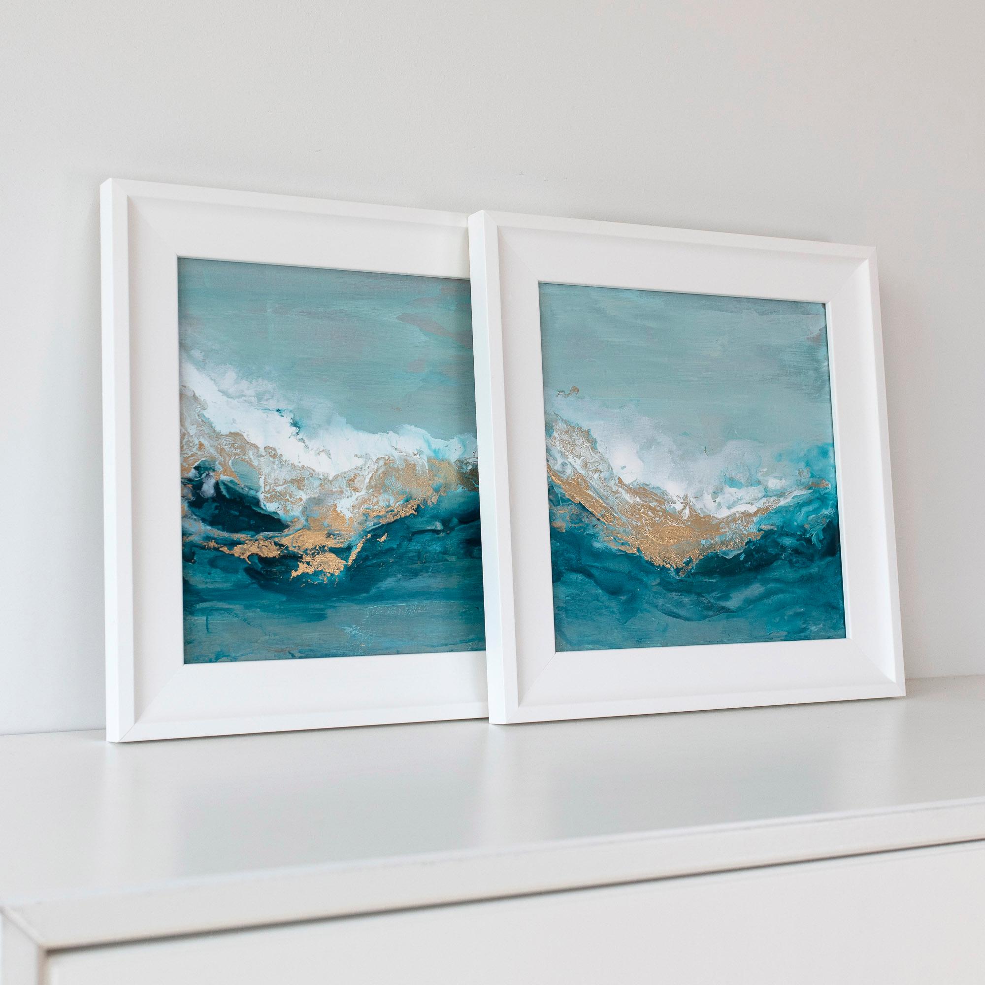 Abstract Painting di Julia Contacessi - "Sweet Nothings No. 1 e No. 2" Dipinti astratti dittici con cornice