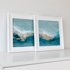 "Sweet Nothings No. 1 e No. 2" Dipinti astratti dittici con cornice