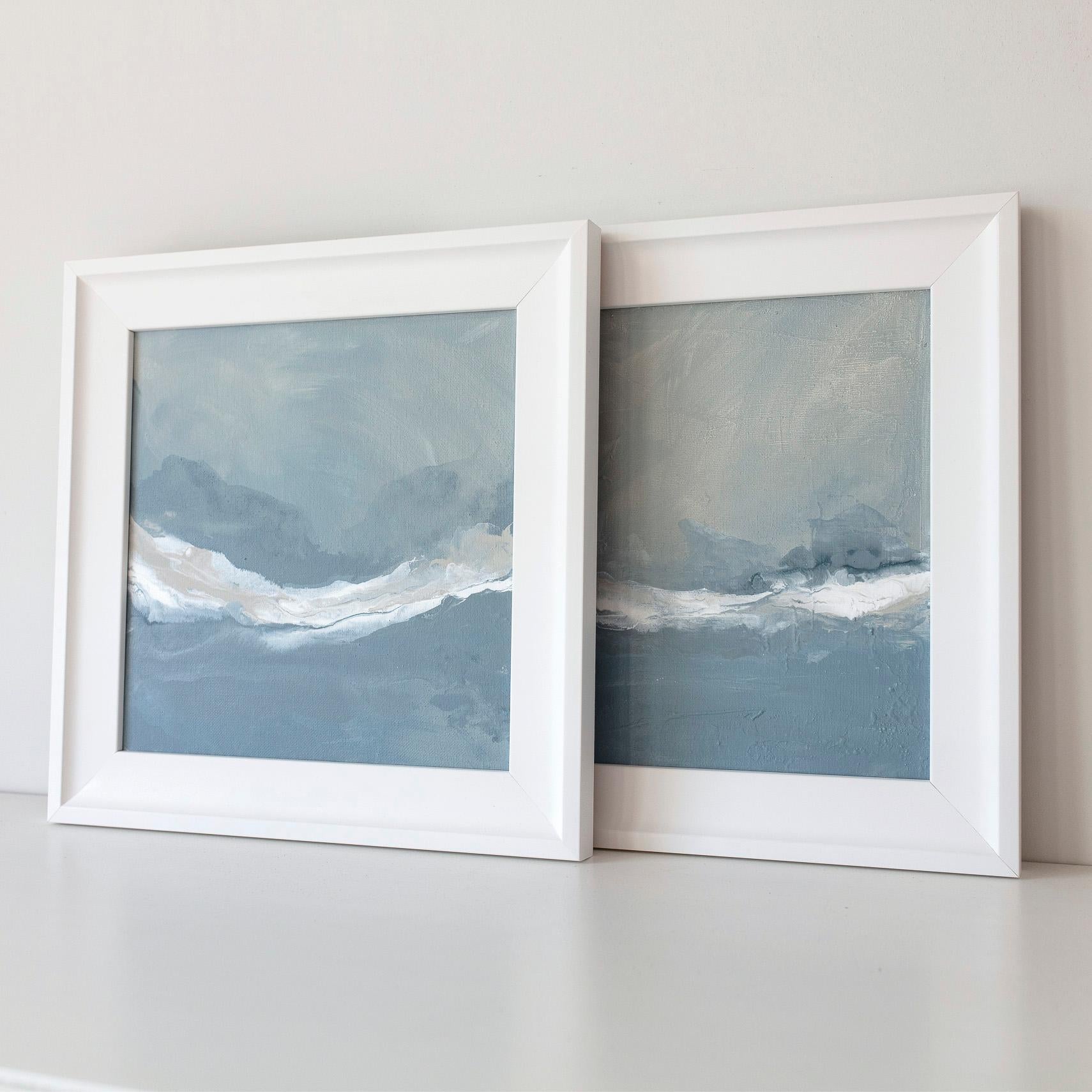 Julia Contacessi Abstract Painting - "Take Me Away No. 1 and No. 2" Framed Abstract Diptych Paintings