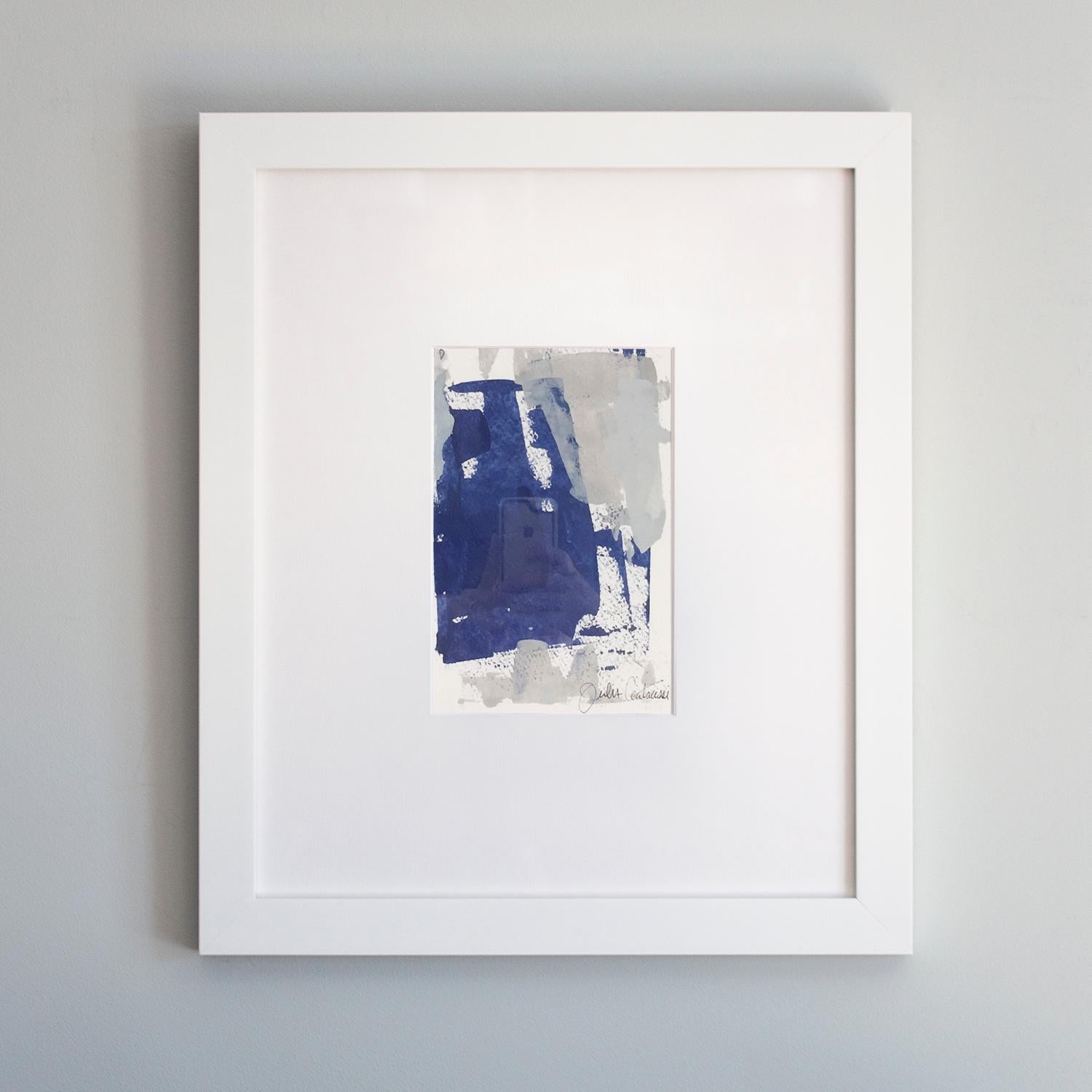 Abstract, abstract art, blue, royal blue, deep blue, pastel blue, light blue, silver, white, grey, pair, series, color study, expressive, brushstrokes, lines, texture, contemporary, movement, framed art, acrylic paint, acrylic on paper, framed