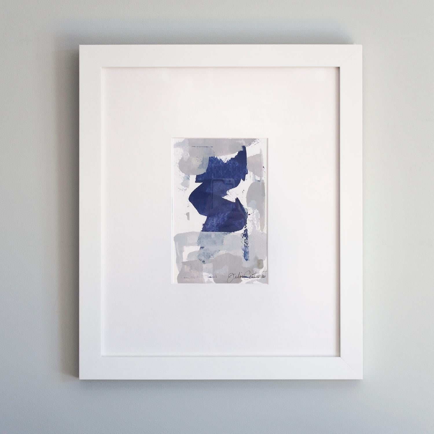 Abstract, abstract art, blue, royal blue, deep blue, pastel blue, light blue, silver, white, grey, pair, series, color study, expressive, brushstrokes, lines, texture, contemporary, movement, framed art, acrylic paint, acrylic on paper, framed
