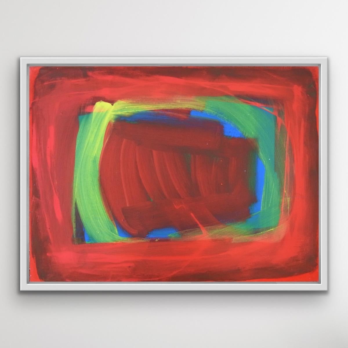 Aragua, Abstraktes Gemälde, zeitgenössische rot-blaue und grüne Kunst, Statement-Kunst (Moderne), Painting, von Julia Craig
