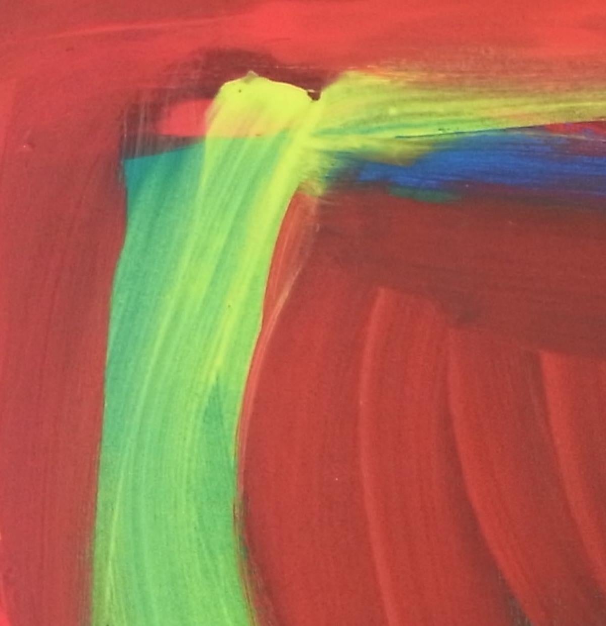 Aragua, Abstraktes Gemälde, zeitgenössische rot-blaue und grüne Kunst, Statement-Kunst (Braun), Abstract Painting, von Julia Craig