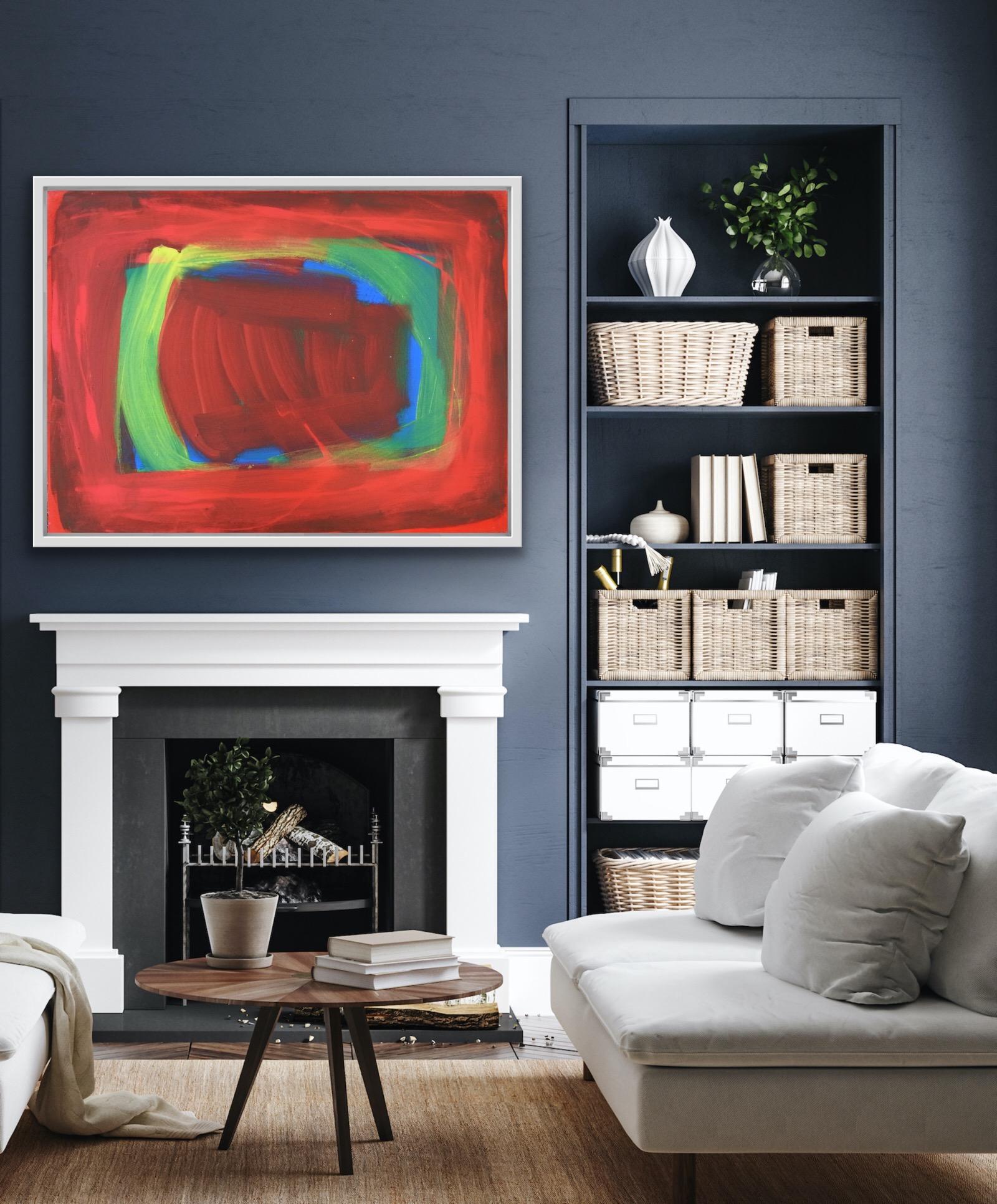 Aragua, Abstraktes Gemälde, zeitgenössische rot-blaue und grüne Kunst, Statement-Kunst im Angebot 1
