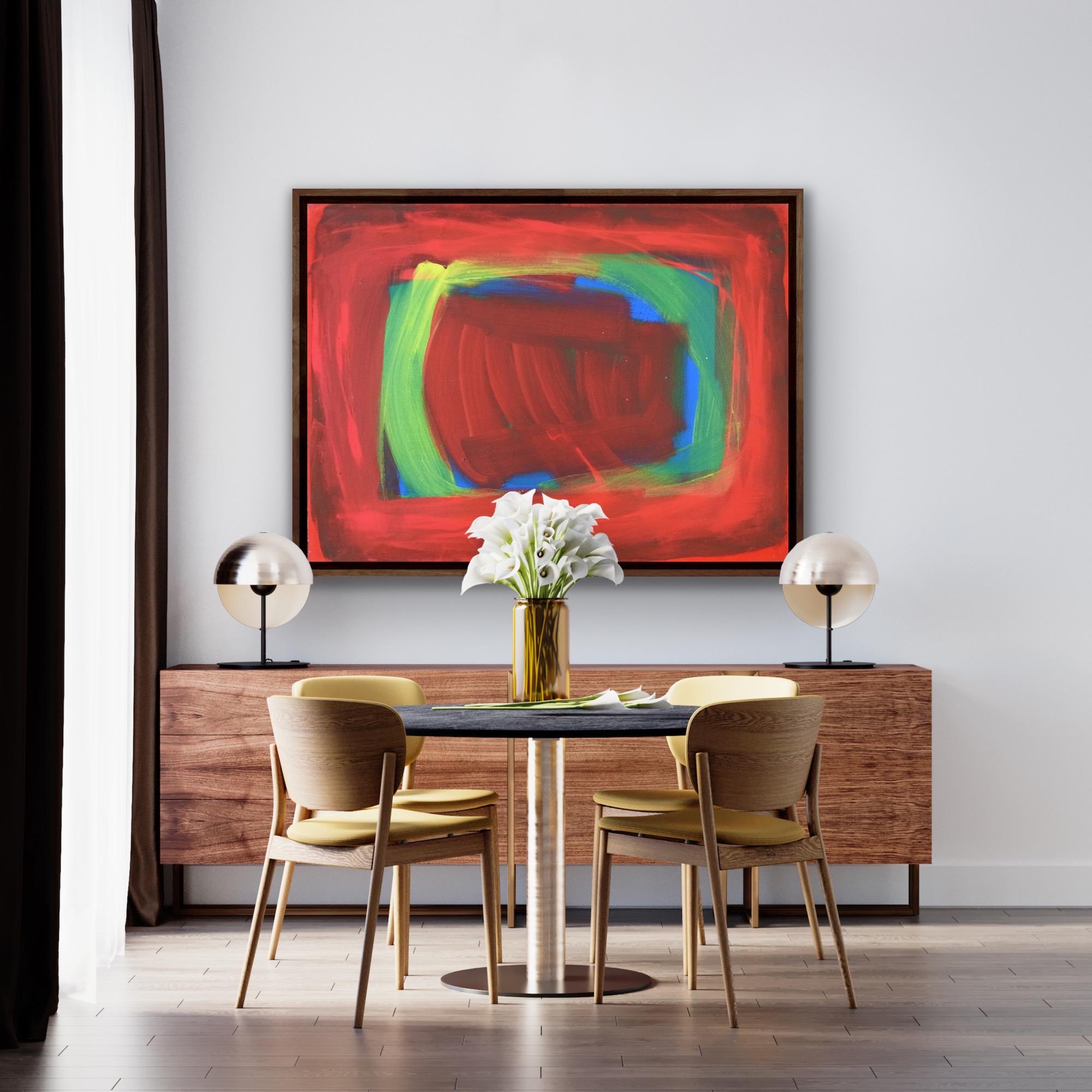 Aragua, Abstraktes Gemälde, zeitgenössische rot-blaue und grüne Kunst, Statement-Kunst im Angebot 2