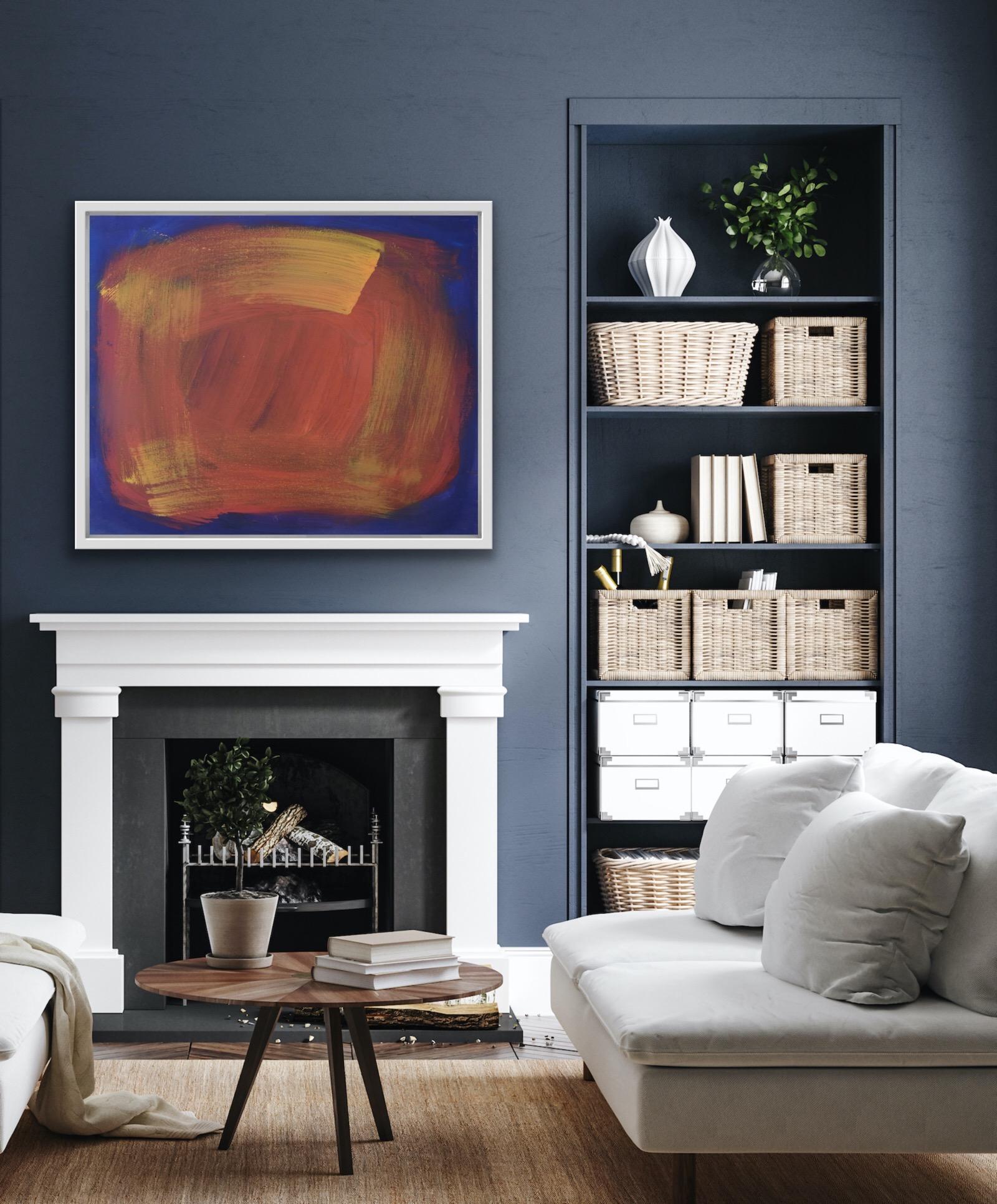 L'Atalante, Abstract Painting, Blue and Orange Art, Warm Contemporary Painting For Sale 1