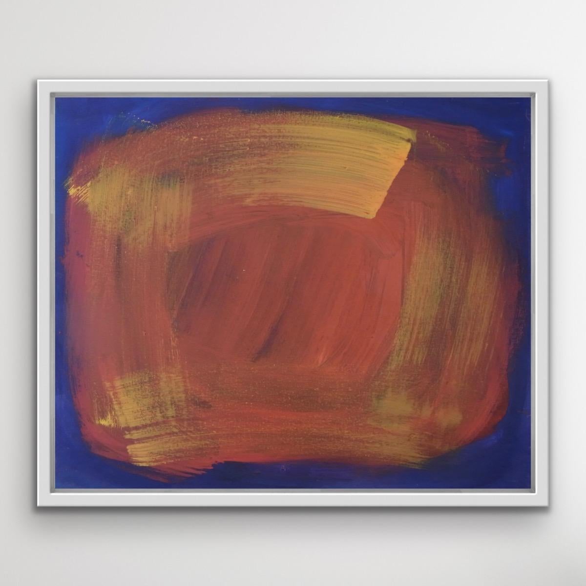 L'Atalante, Abstraktes Gemälde, Blaue und orangefarbene Kunst, Zeitgenössisches Gemälde (Braun), Abstract Painting, von Julia Craig
