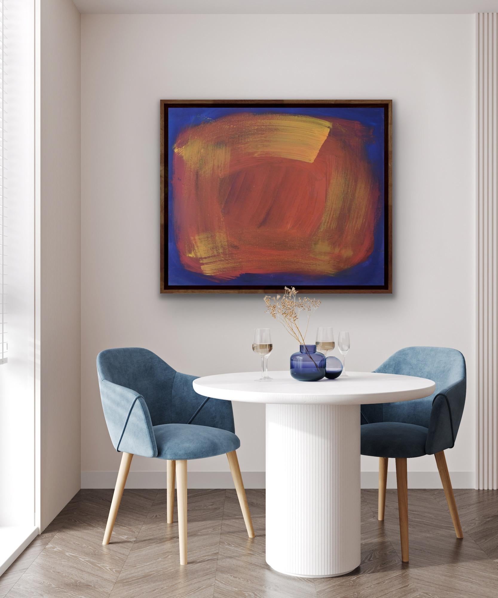 L'Atalante, Abstraktes Gemälde, Blaue und orangefarbene Kunst, Zeitgenössisches Gemälde im Angebot 2