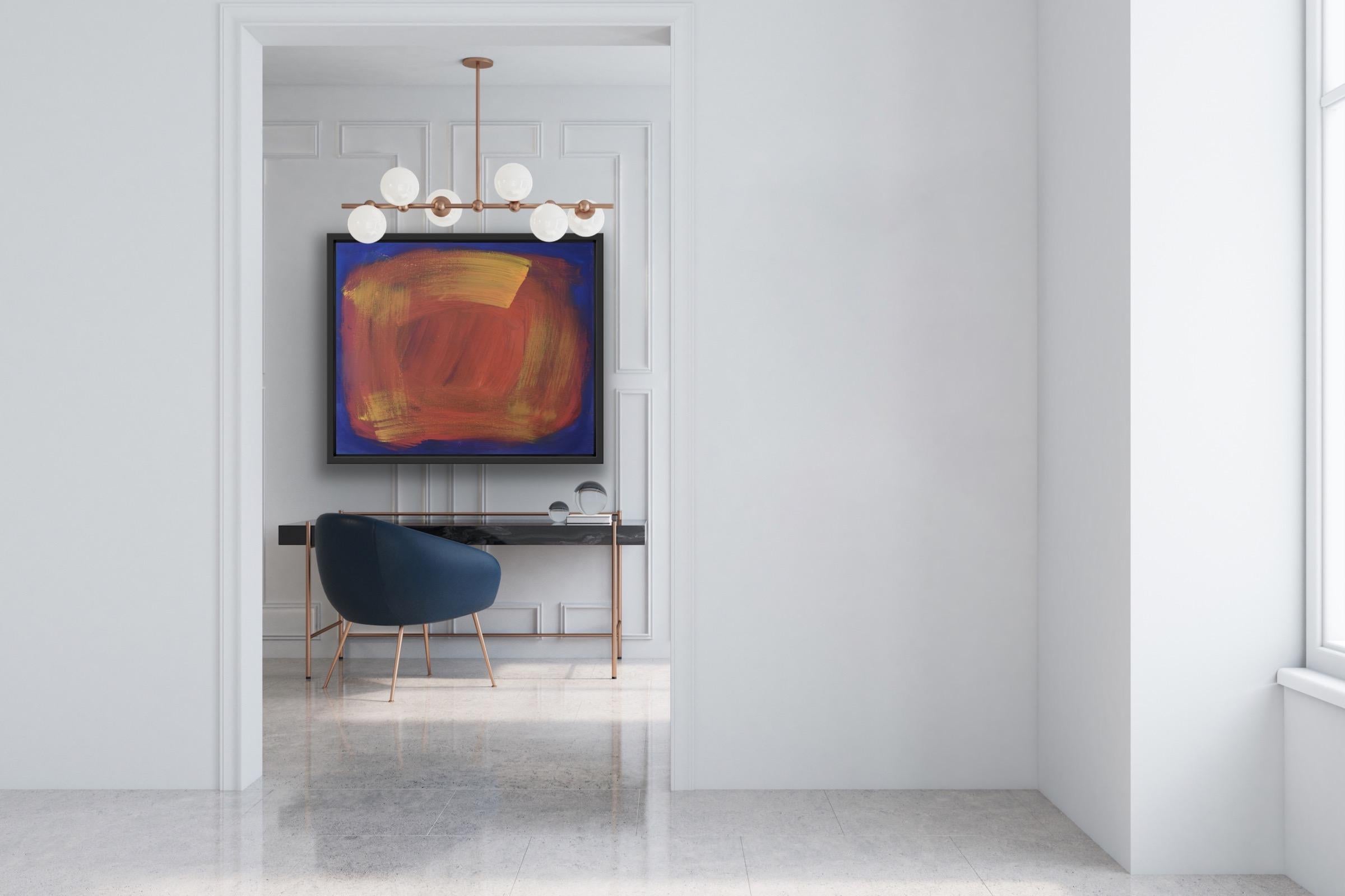 L'Atalante, Abstraktes Gemälde, Blaue und orangefarbene Kunst, Zeitgenössisches Gemälde im Angebot 3
