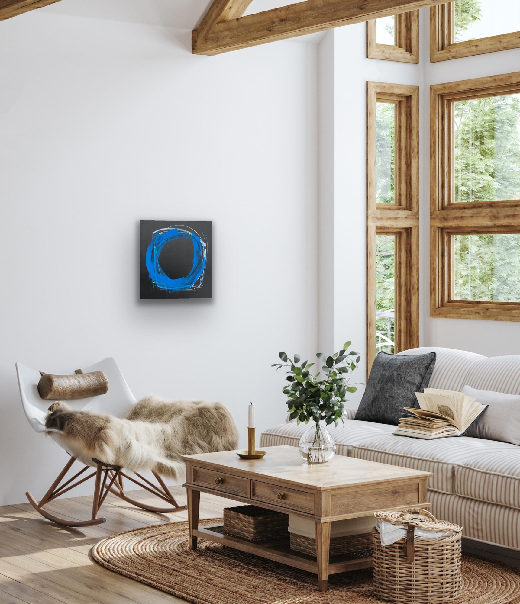 Luna II, original painting, abstract, contemporary, colour, shape - Blue Abstract Painting by Julia Craig