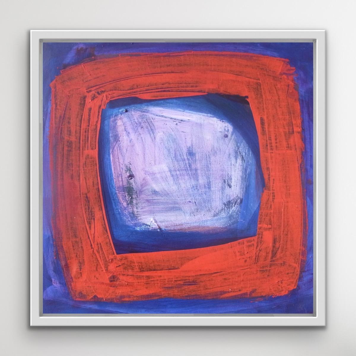 Sennen , Arte astratta originale, pittura dichiarativa luminosa, rosso blu e viola - Painting Astratto di Julia Craig