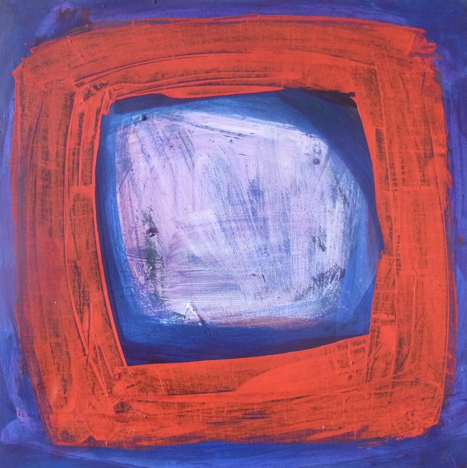 Sennen , Original abstrakte Kunst, leuchtendes Statement-Gemälde, Rotblau und Lila