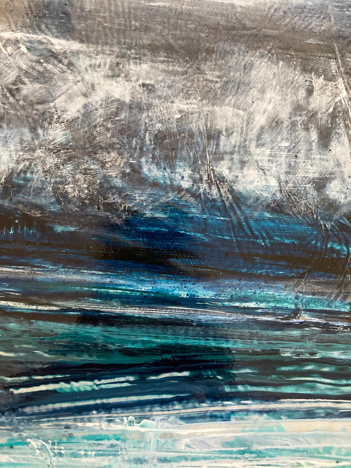 Foreshadow, Original Contemporary Blue Abstract Landscape Painting on Canvas For Sale 2