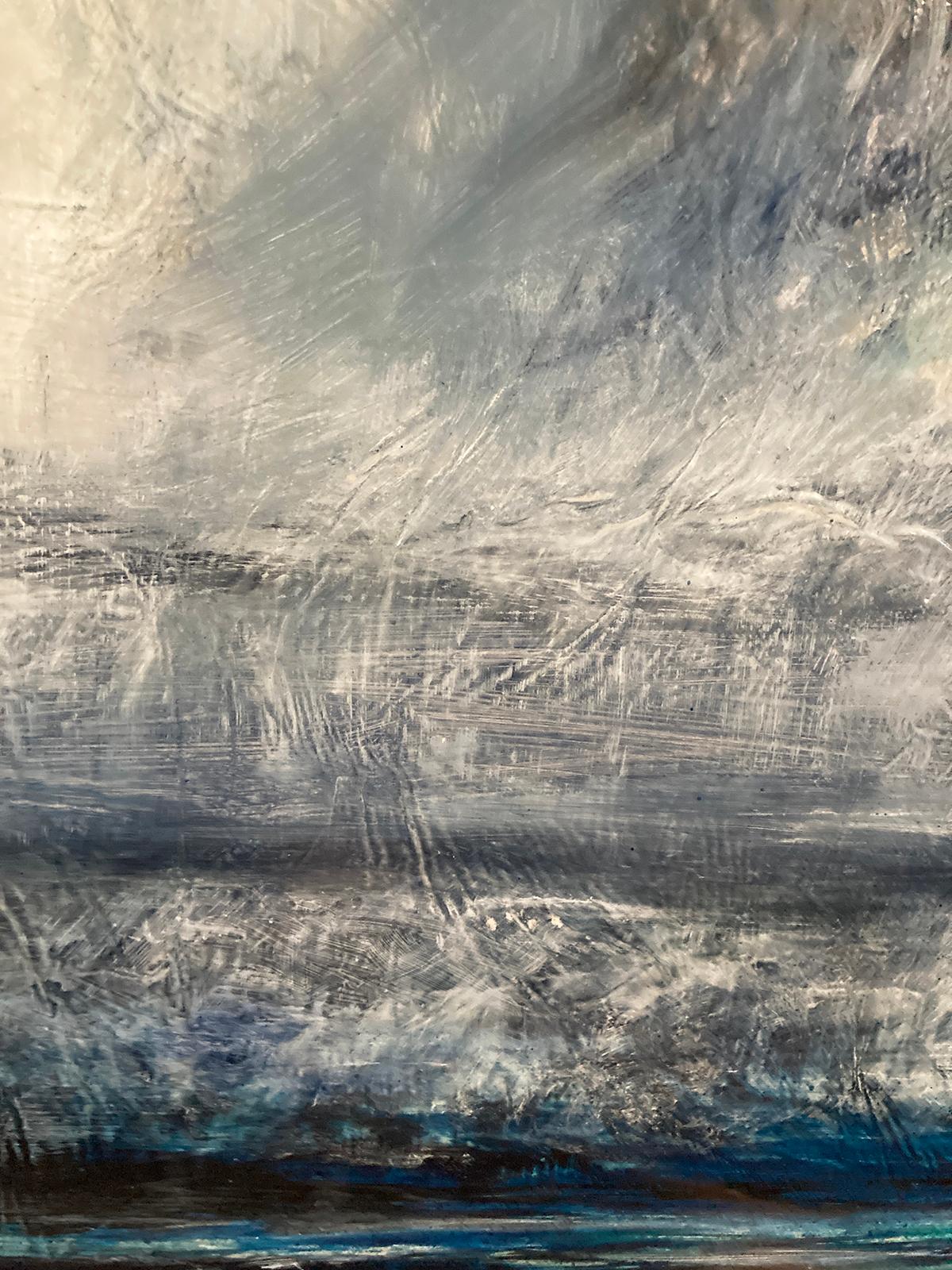 Foreshadow, Original Contemporary Blue Abstract Landscape Painting on Canvas For Sale 4