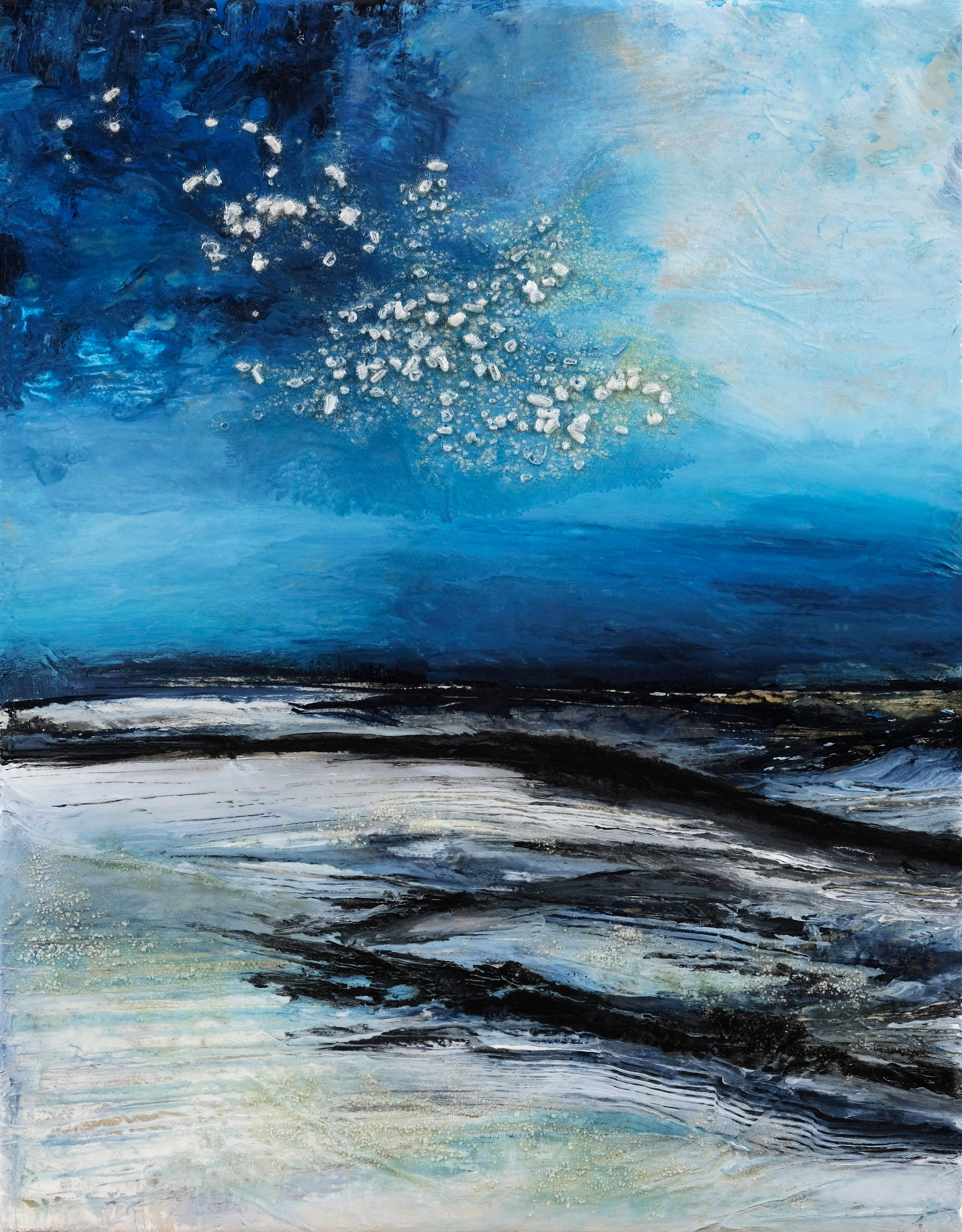Julia Di Sano Abstract Painting - Solitary Journey, Original Contemporary Abstract Coastal Landscape Painting