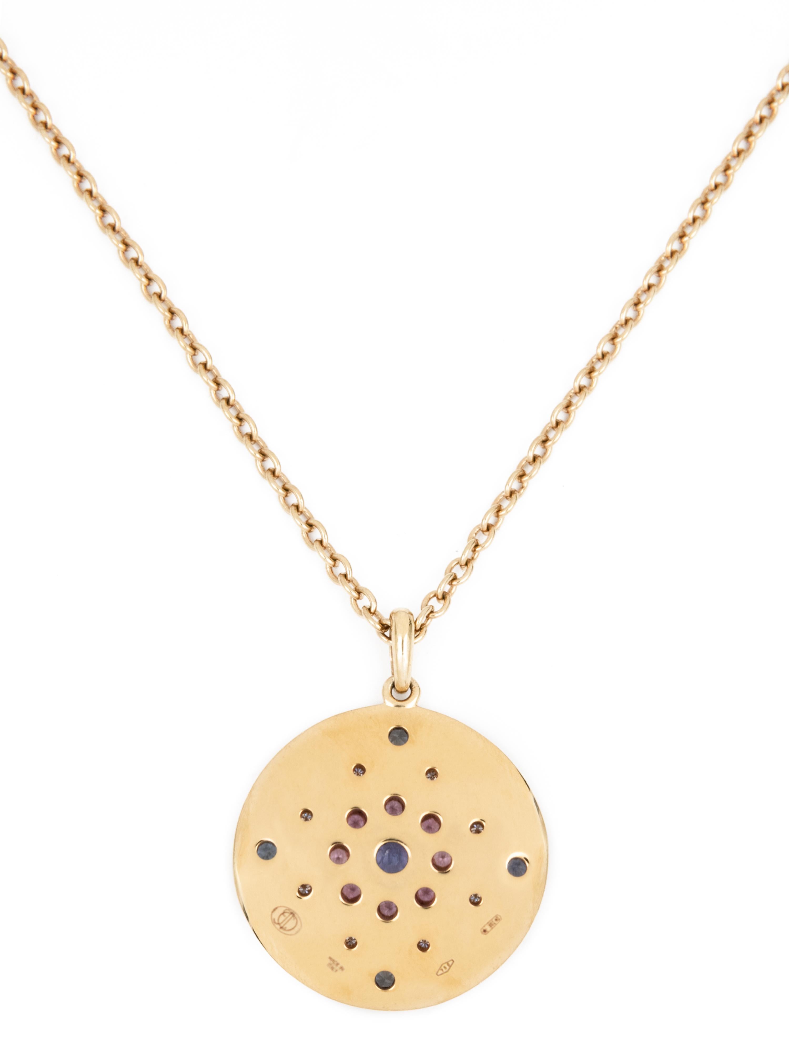 Julia-Didon Cayre 18 Karat Yellow Gold Diamond and Sapphire Necklace Long Chain (Zeitgenössisch)