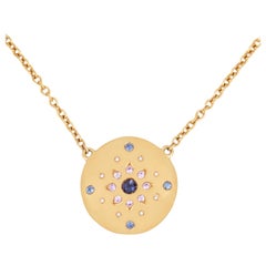 Julia-Didon Cayre 18 Karat Yellow Gold Diamond and Sapphire Chain Necklace