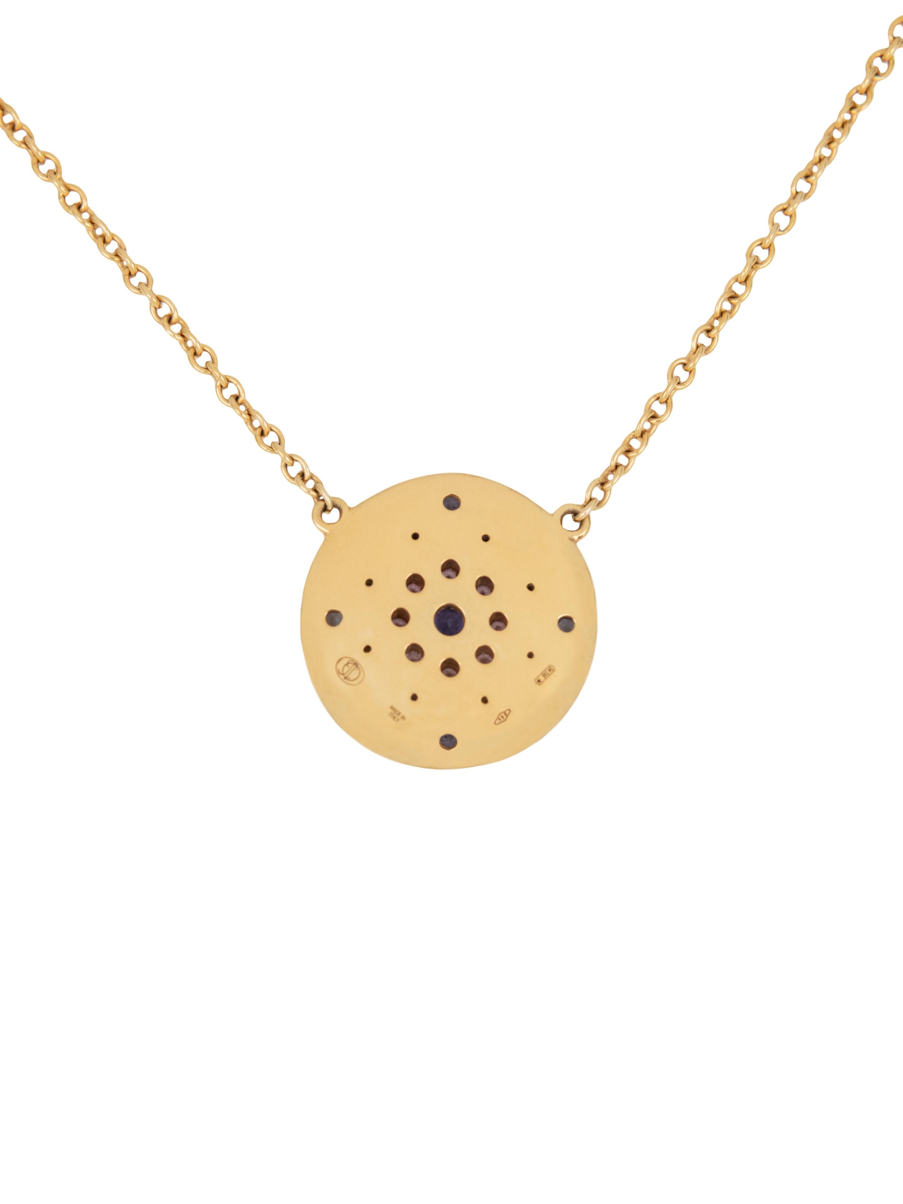 Contemporary Julia-Didon Cayre 18 Karat Yellow Gold Diamond and Sapphire Chain Necklace