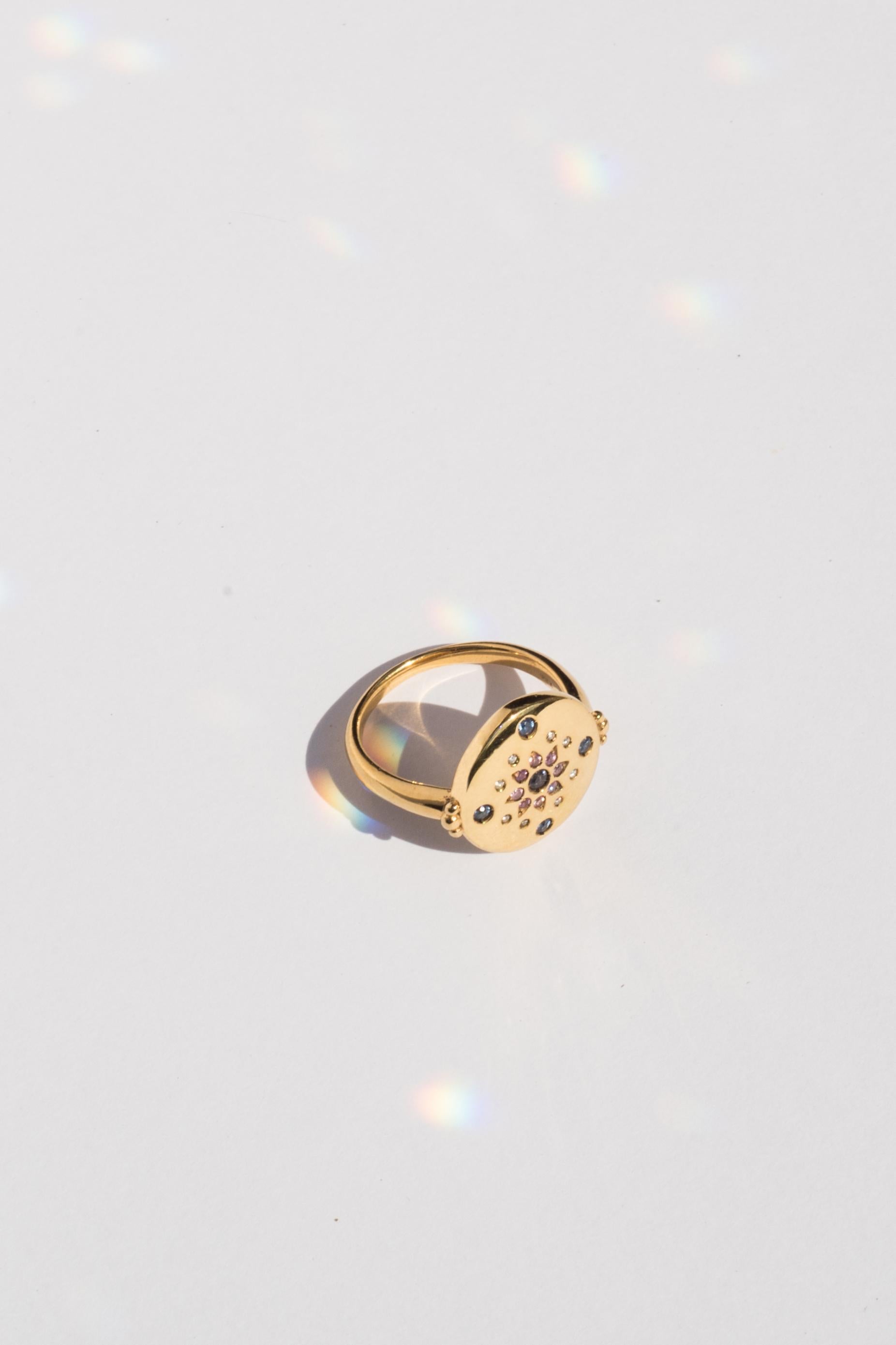 Women's Julia-Didon Cayre 18 Karat Yellow Gold Diamond and Sapphire Ring
