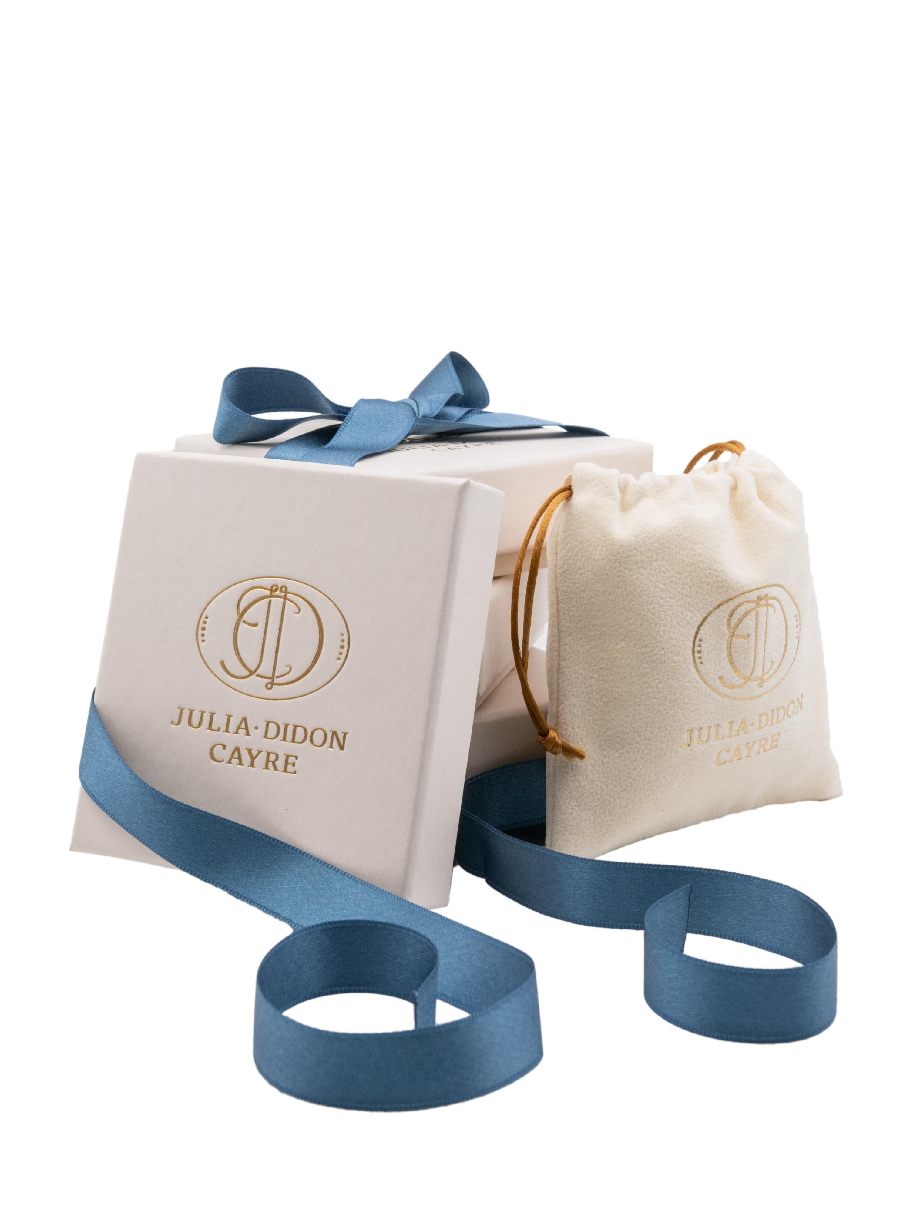 Julia-Didon Cayre 18 Karat Yellow Gold Diamond Earrings with Sapphires For Sale 1