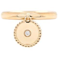 Julia-Didon Cayre 18 Karat Yellow Gold Diamond Ring with Round Gold Charm
