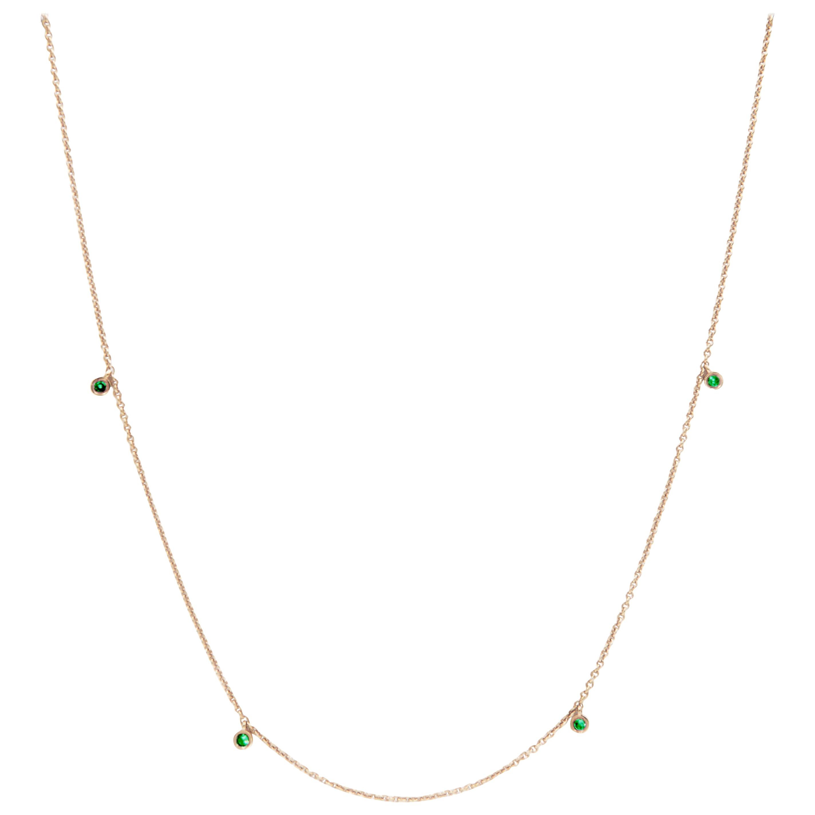 Julia-Didon Cayre 18 Karat Yellow Gold Emerald Necklace For Sale