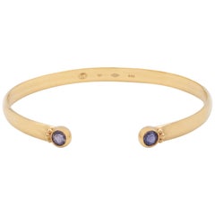 Julia-Didon Cayre 18 Karat Yellow Gold Open Stacking Purple Iolite Bracelet 